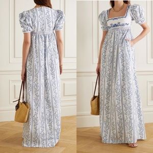 Agua by Agua Bendita Pistacho Maxi Dress Puff Sleeve Square Neck Boho